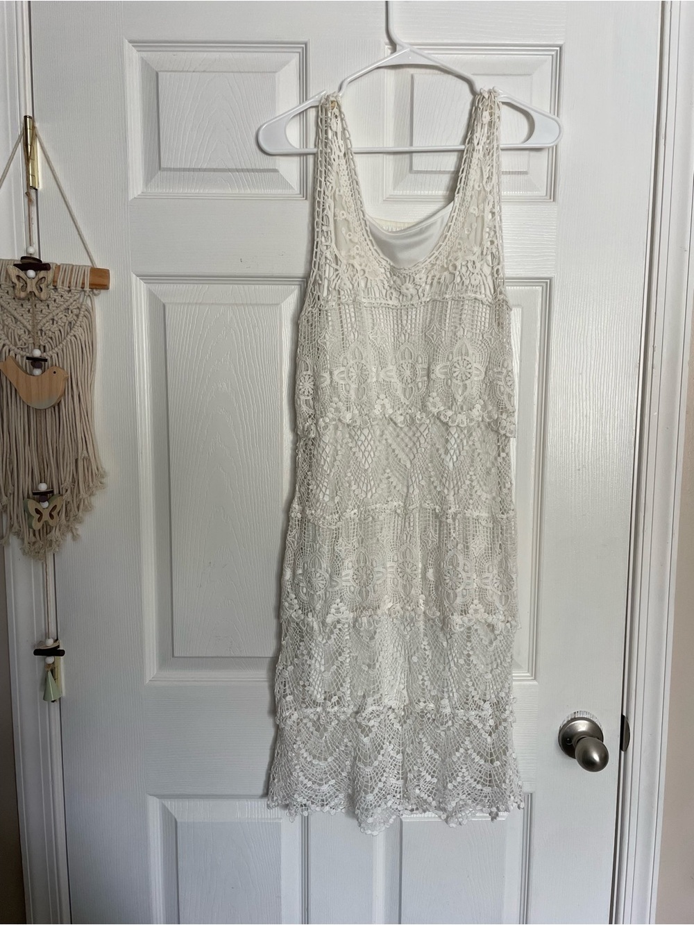 American Rag size Medium Boho Crotchet Lace White Tank Dress